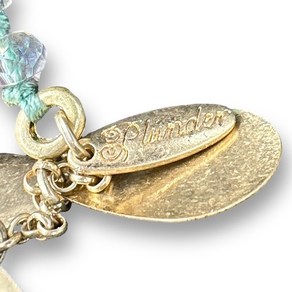 Plunder Beaded Necklace Iridescent Beads Knotted Toggle Clasps Pendant Goldtone - Picture 7 of 7